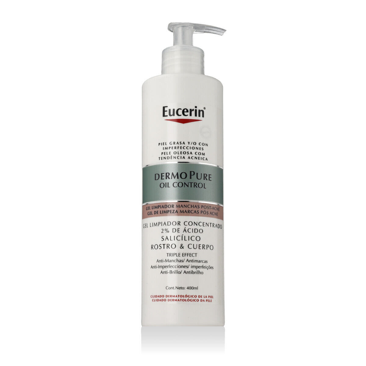 Eucerin DermoPure Oil Control Triple Effect Cleansing Gel exfoliační čisticí gel na obličej a tělo 400 ml pro ženy