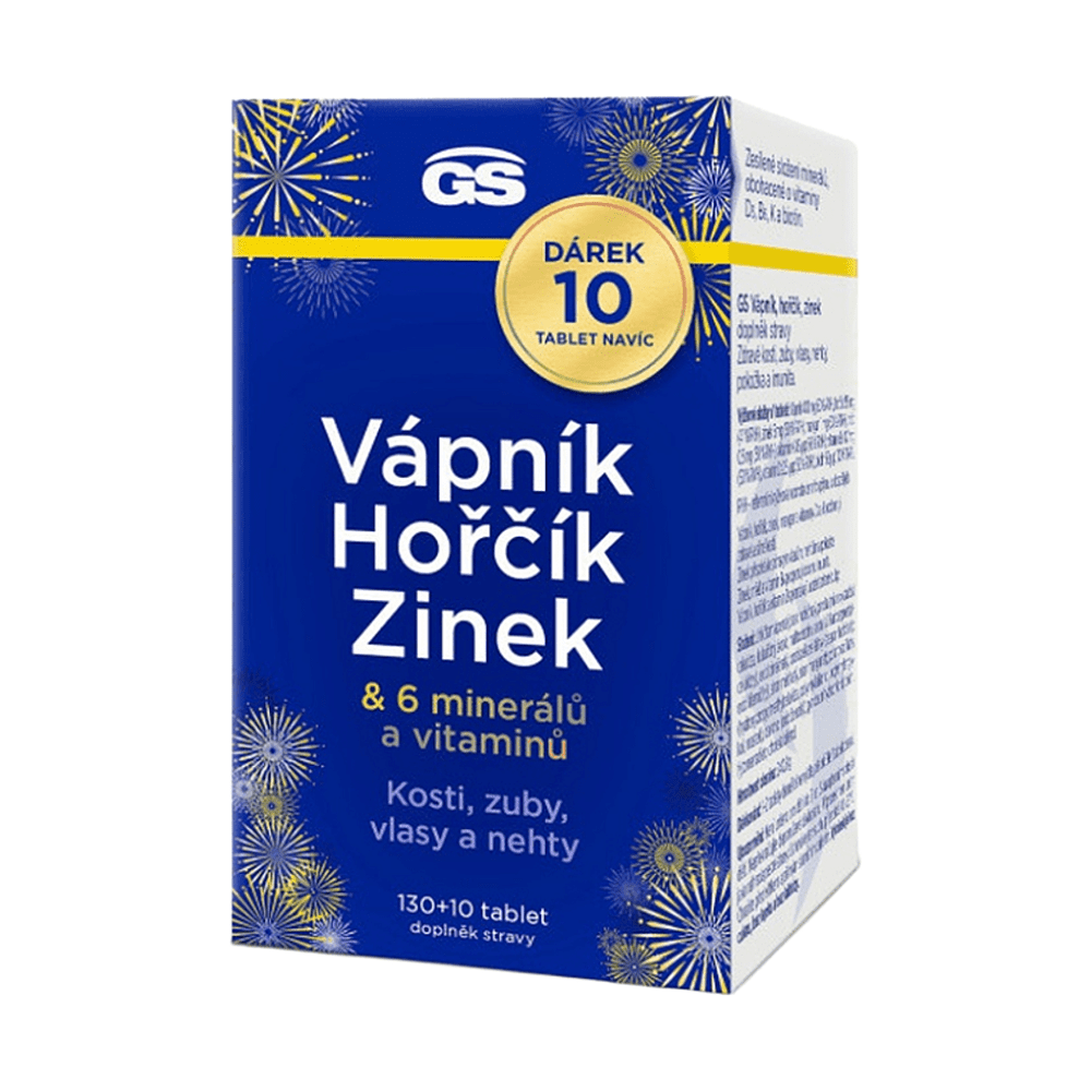 GS Vápník, hořčík, zinek 130+10 tablet NAVÍC, poškozený obal