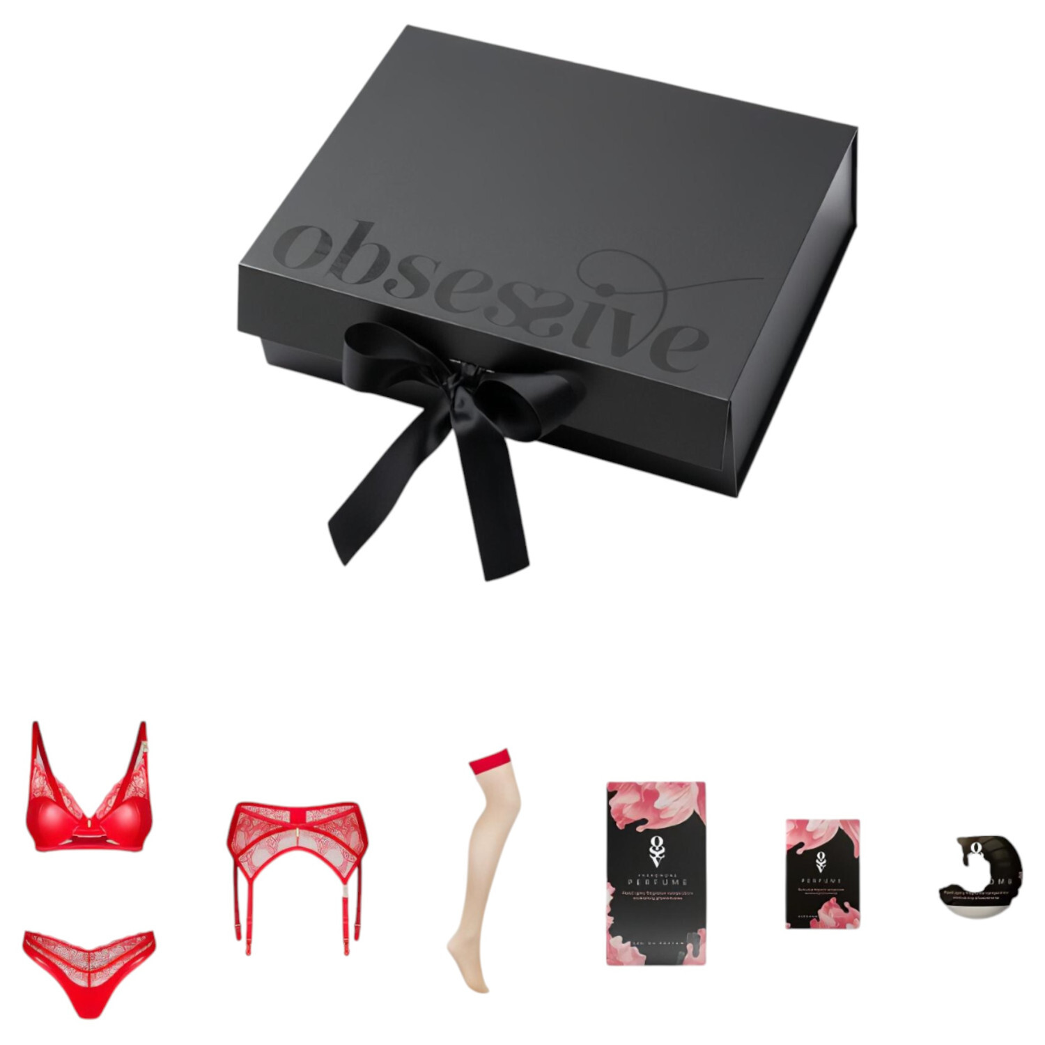 Obsessive Aloisa - dárková sada spodního prádla - 6 kusů (červená)