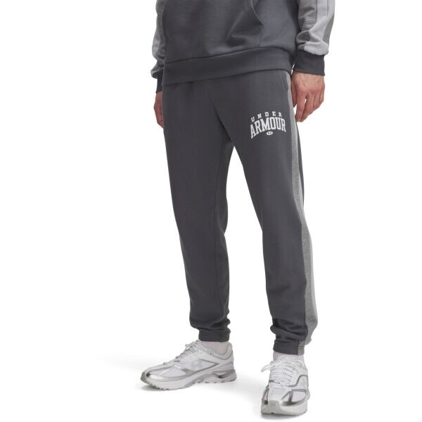Under Armour RIVAL FLEECE COLORBLOCK Pánské tepláky, tmavě šedá, velikost
