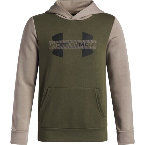 Under Armour RIVAL FLEECE COLORBLOCK Chlapecká mikina, khaki, velikost L