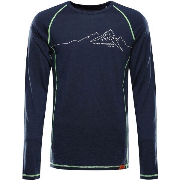 ALPINE PRO MEREN Pánské merino triko, tmavě modrá, velikost