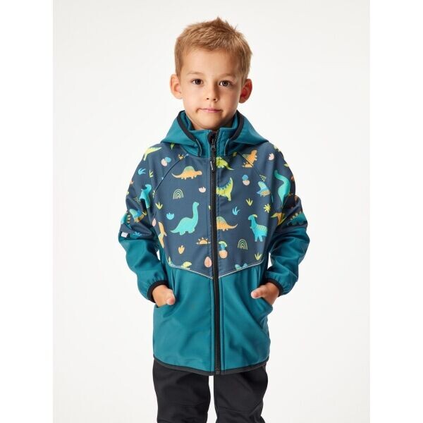 UNUO SLIM Dětská softshellová bunda, tyrkysová, velikost