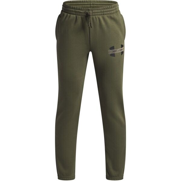 Under Armour RIVAL FLEECE COLORBLOCK Chlapecké tepláky, khaki, velikost M