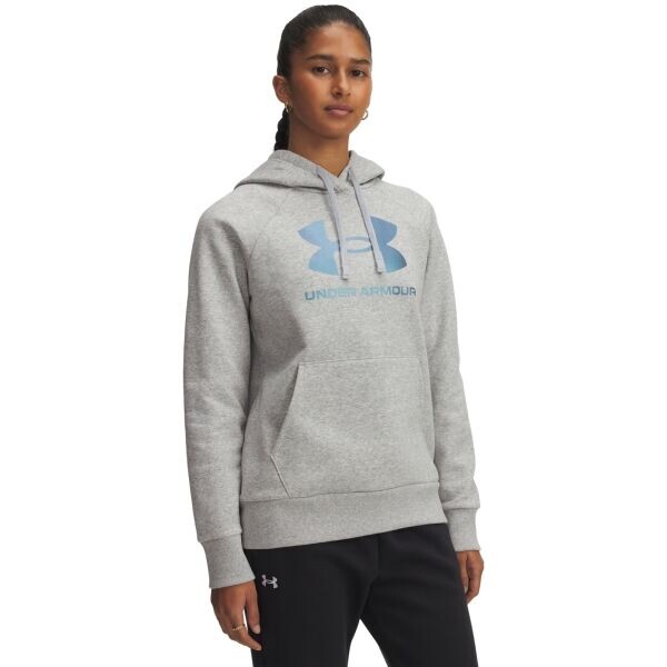 Under Armour RIVAL FLEECE SHIMMER Dámská mikina, šedá, velikost M