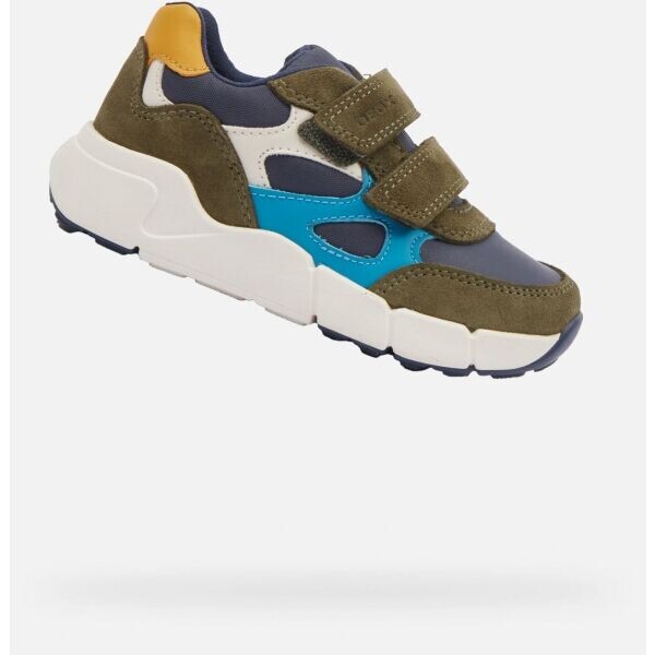 Geox B FLEXYPER MINI Chlapecká volnočasová obuv, khaki, velikost
