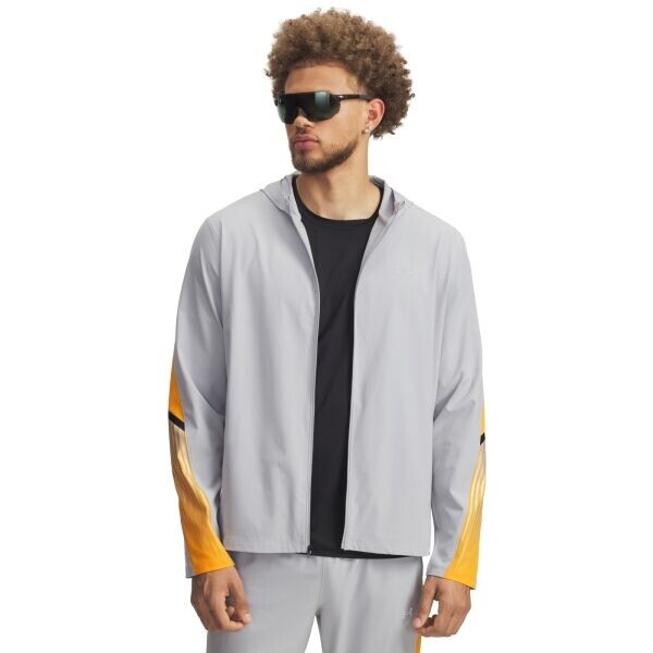 Under Armour VELOCITI STORM HOODED Pánská bunda na běhání, šedá, velikost M