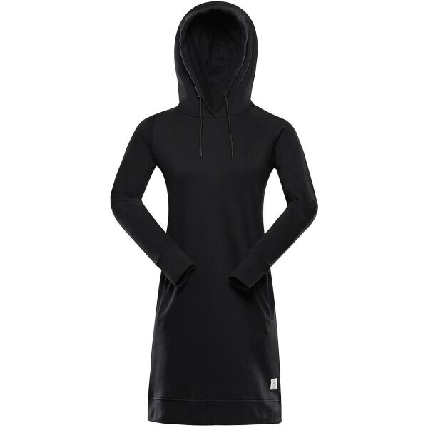 ALPINE PRO OLEBA Dámské mikinové šaty, černá, velikost