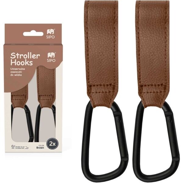 Sipo STROLLER HOOKS 2KS Háčky na kočárek, hnědá, velikost