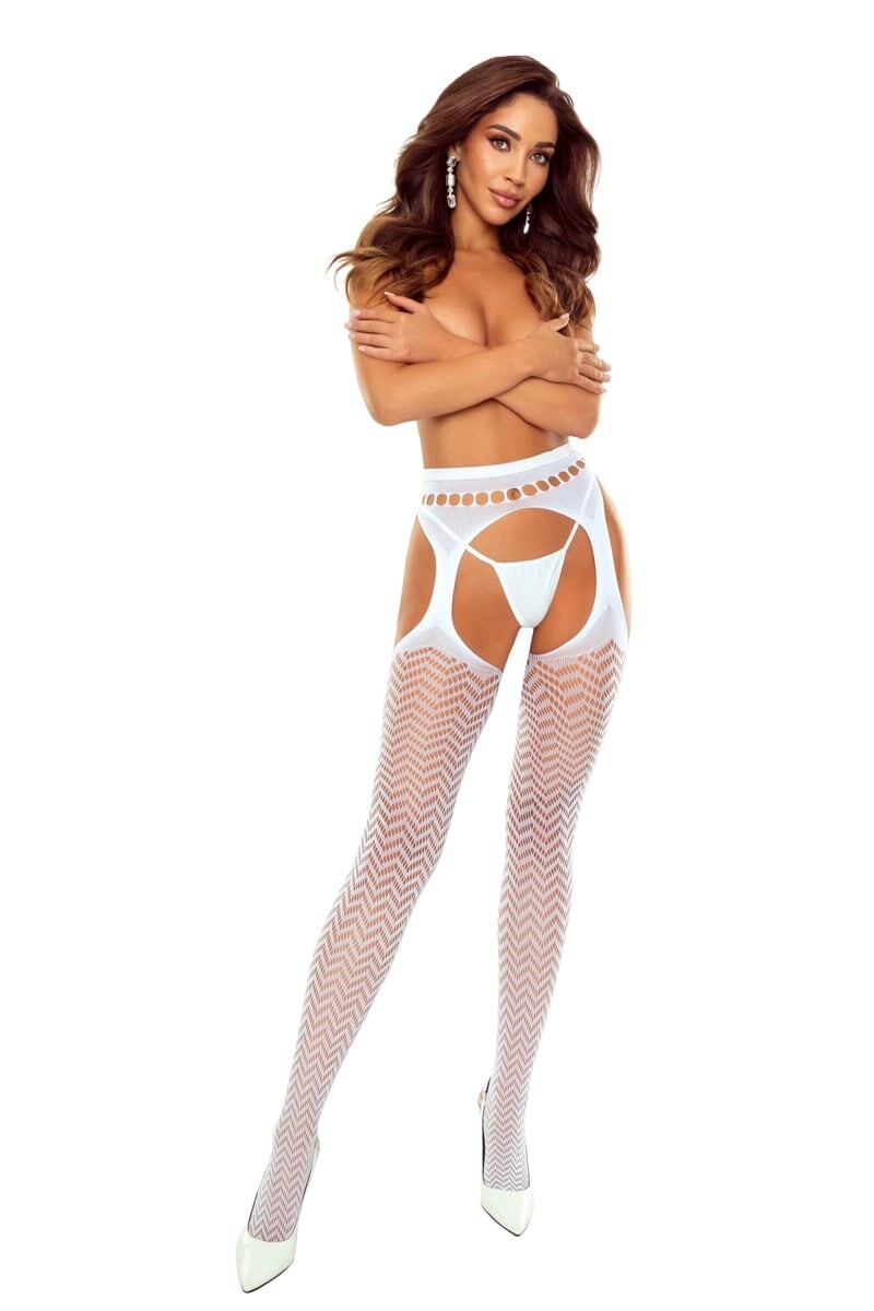 Bílé síťované punčochy S032