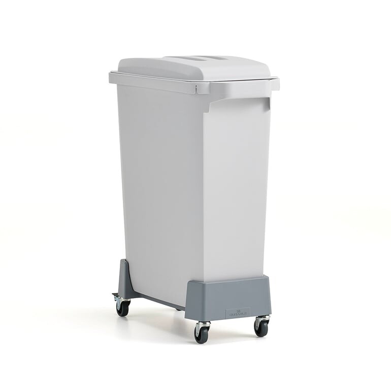 Koš na tříděný odpad OLIVER, 60 l, šedé víko + vozík