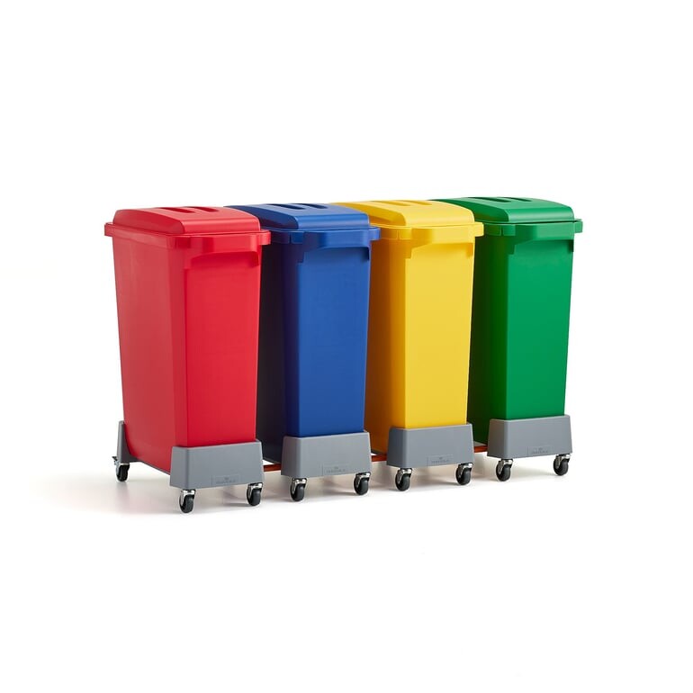 Set OLIVER, 4x koš na tříděný odpad 60 l + vozík, 4x víko