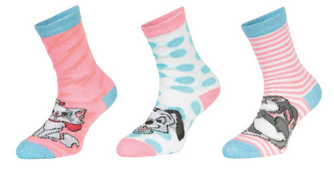 3PACK dětské ponožky Disney Animals vícebarevné (39132/pink) 23/26