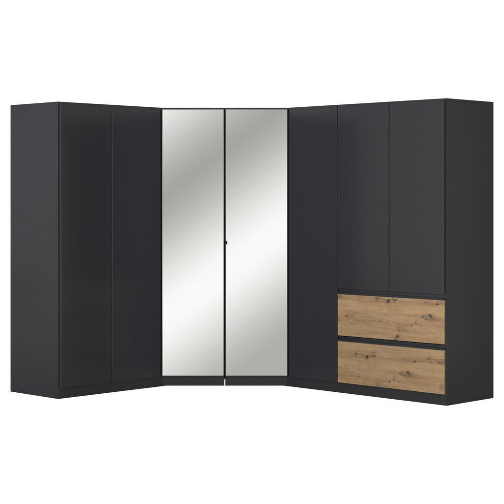 Rauch Möbel ROHOVÁ ŠATNÍ SKŘÍŇ, šedá, dub artisan, 208/197/253 cm