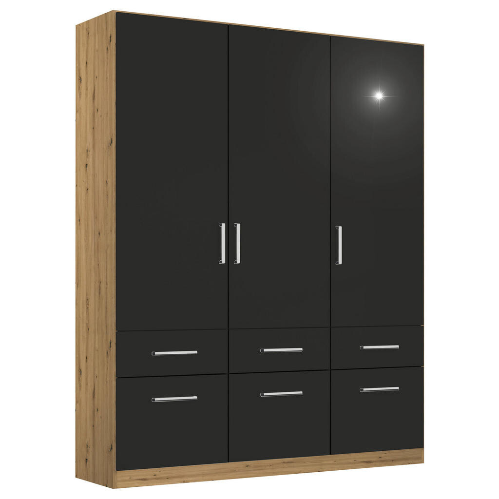 Rauch Möbel ŠATNÍ SKŘÍŇ S OTOČNÝMI DVEŘMI, šedá, dub artisan, 136/197/54 cm