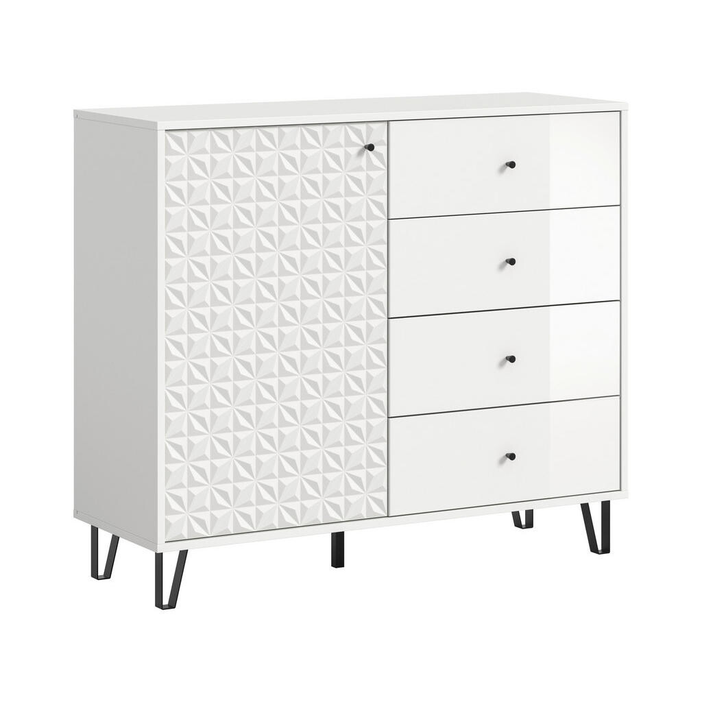 Livetastic VYSOKÁ KOMODA, vysoce lesklá bílá, 110/96/40 cm