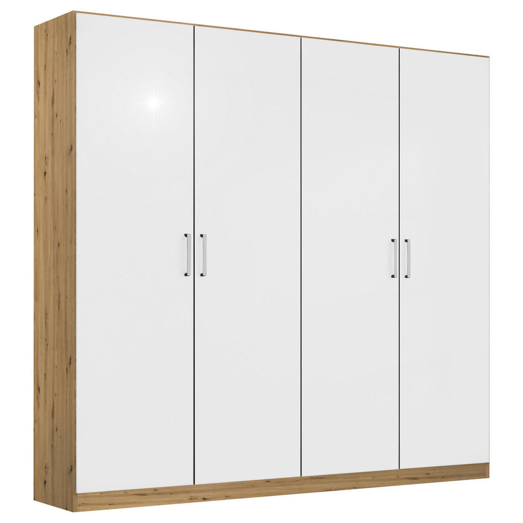 Rauch Möbel ŠATNÍ SKŘÍŇ S OTOČNÝMI DVEŘMI, dub artisan, vysoce lesklá bílá, 181/197/54 cm