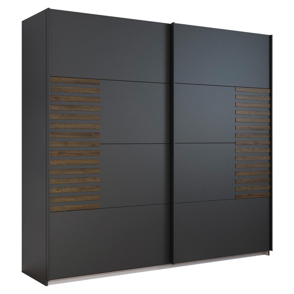 Rauch Möbel SKŘÍŇ S POSOUVACÍMI DVEŘMI, tmavě šedá, tmavý dub, 226/210/62 cm