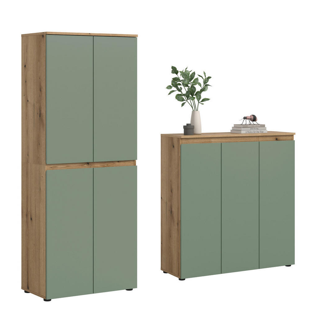 Livetastic SKŘÍŇ NA ODĚV, barvy dubu, šedozelená, 190/175/37 cm