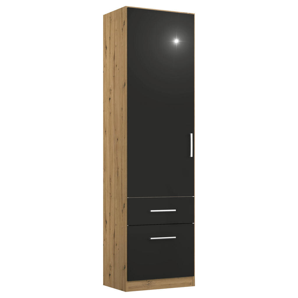 Rauch Möbel ŠATNÍ SKŘÍŇ S OTOČNÝMI DVEŘMI, šedá, dub artisan, 47/210/54 cm