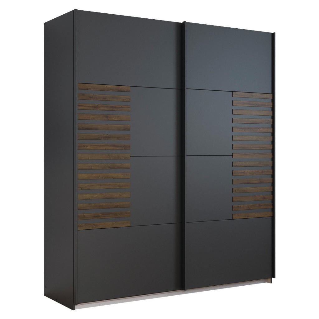 Rauch Möbel SKŘÍŇ S POSOUVACÍMI DVEŘMI, tmavě šedá, tmavý dub, 181/210/62 cm