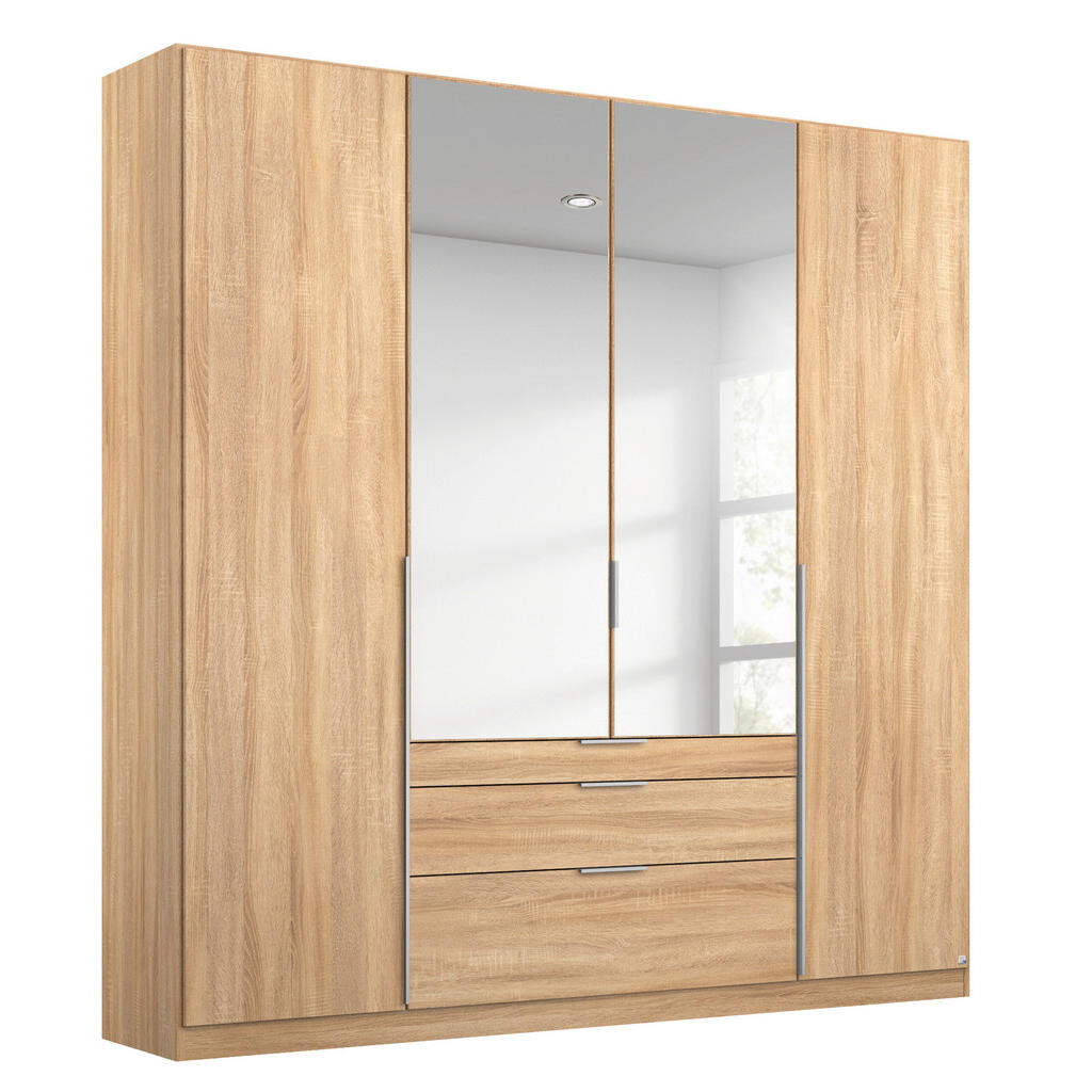 Rauch Möbel ŠATNÍ SKŘÍŇ S OTOČNÝMI DVEŘMI, barvy stříbra, Sonoma dub, 181/229/54 cm