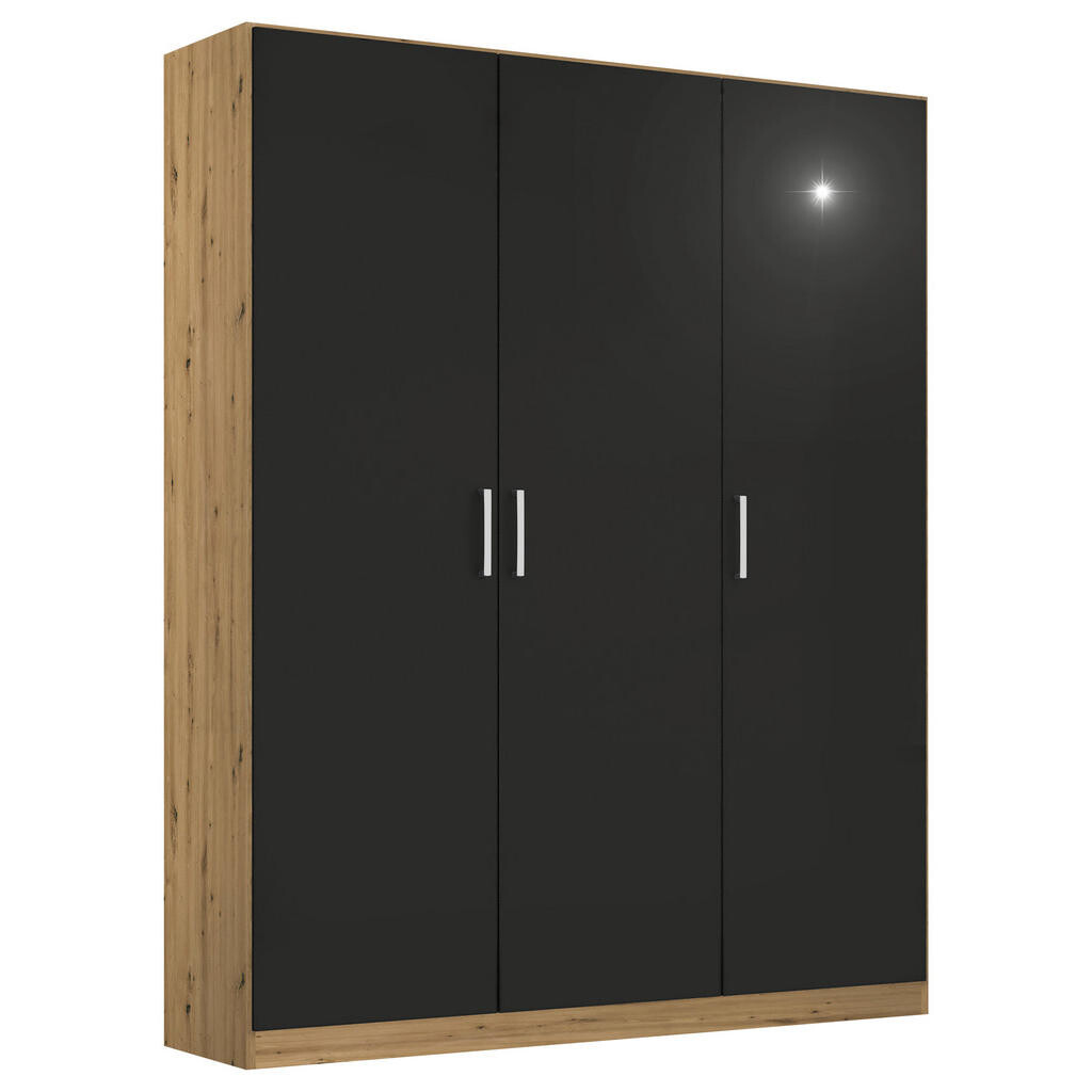 Rauch Möbel ŠATNÍ SKŘÍŇ S OTOČNÝMI DVEŘMI, šedá, dub artisan, 136/210/54 cm