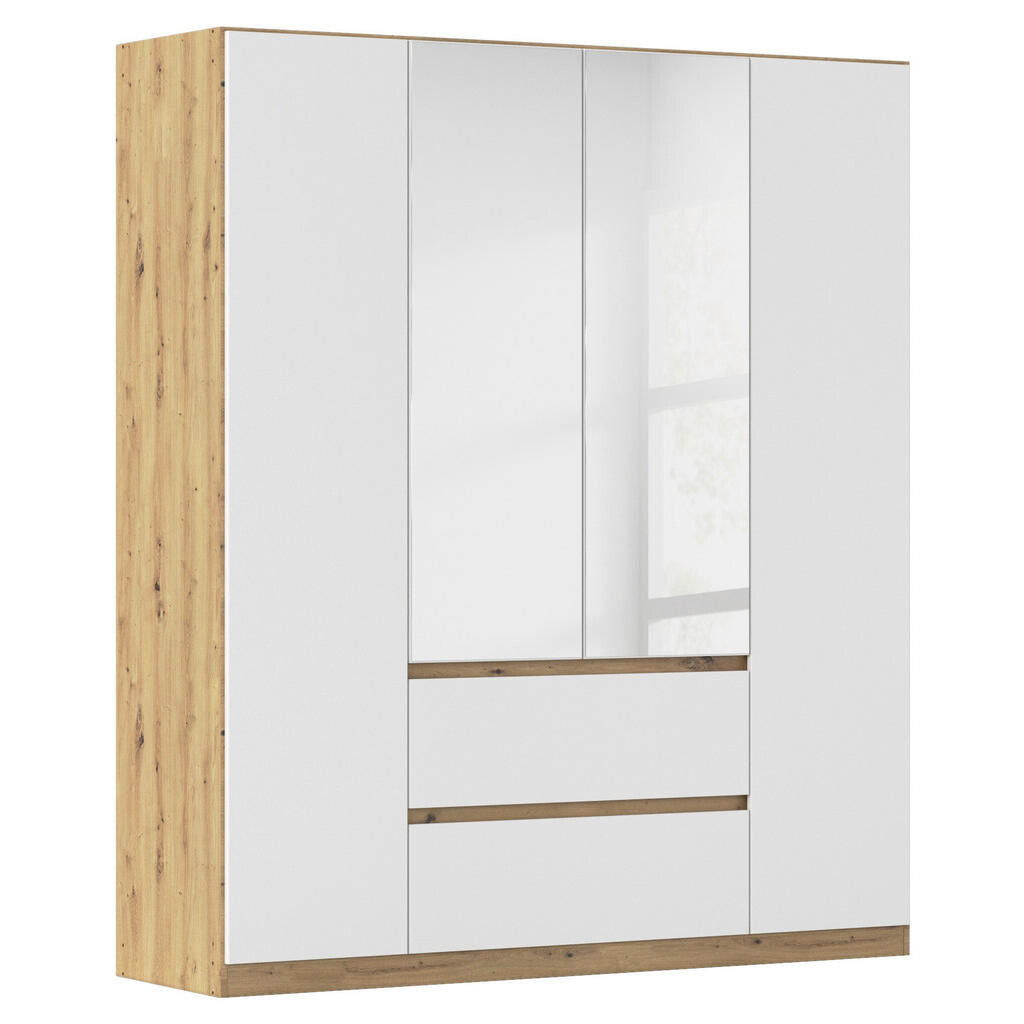 Rauch Möbel ŠATNÍ SKŘÍŇ S OTOČNÝMI DVEŘMI, barvy stříbra, bílá, dub artisan, 181/210/54 cm