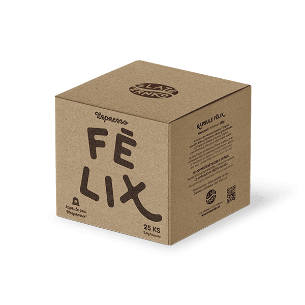 Kapsle Zlaté Zrnko pro kávovary Nespresso Original® - Félix (80% arabika 20% robusta, kompostovatelná kapsle) 25ks