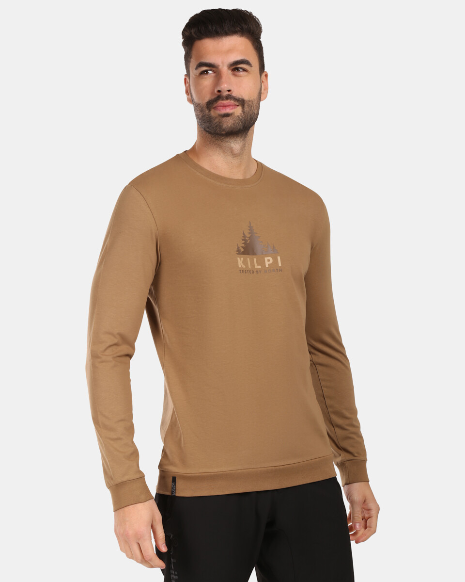 Pánské bavlněné tričko s dlouhým rukávem kilpi base-m hnědá l