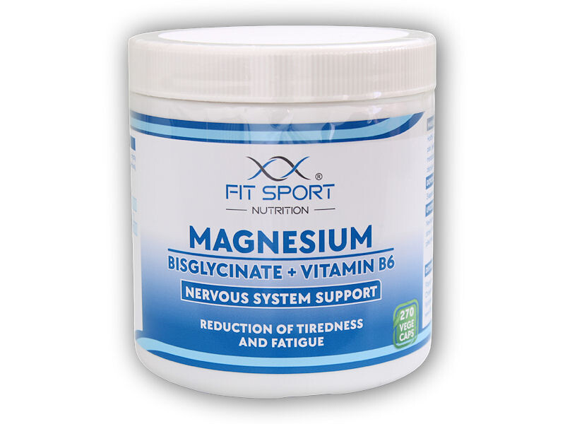 FitSport Nutrition Magnesium Bisglycinate + Vitamin B6 270 vege caps - Hořčík