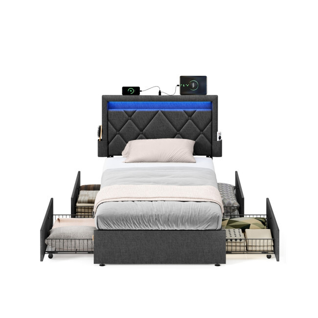 Manželská postel s LED osvětlením 90 cm RMB820GN02