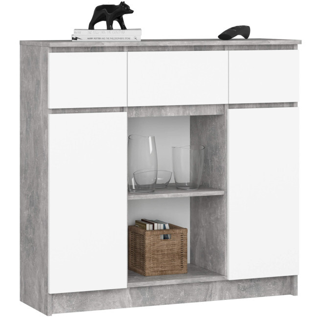 Komoda K100 2D 3SZ 2P beton / bílá