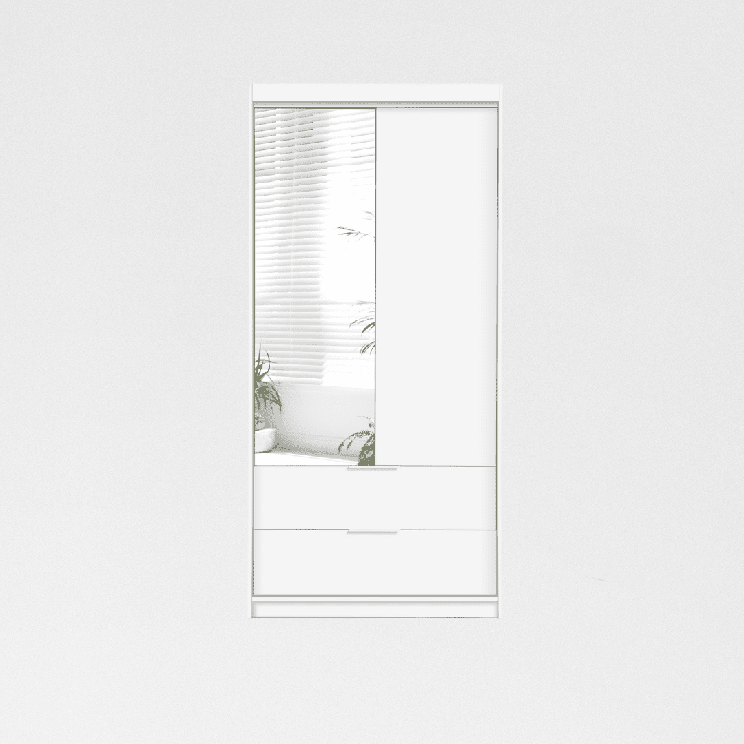 Šatní skříň Majorka Barva korpusu: Bílá, Rozměry: 105 cm, Dveře: Bílá + zrcadlo