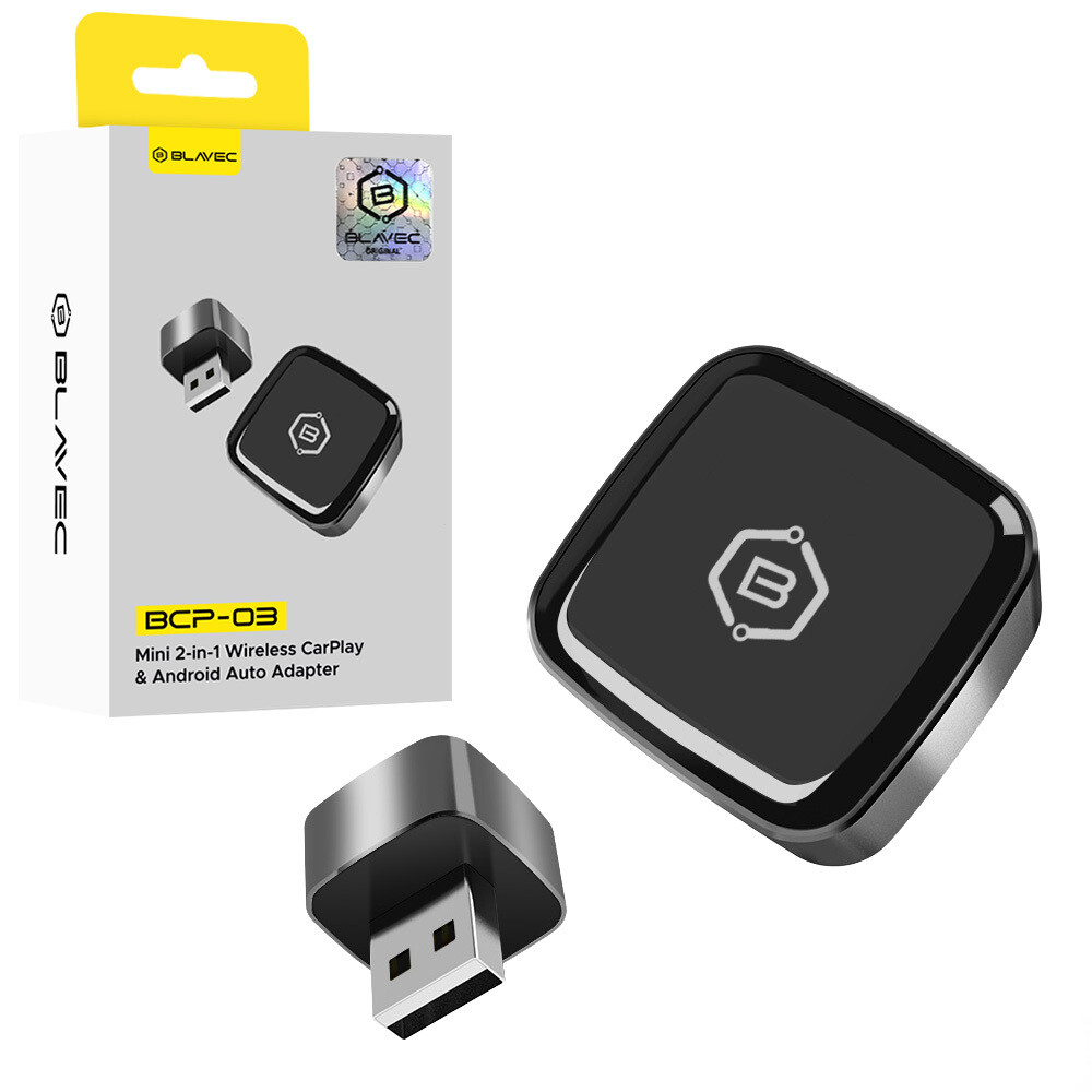 Bezdrátový adaptér Carplay Android Auto Blavec BCP-03 - Bluetooth Wifi USB + adaptér Typ C (CPAABCP03-BWUB) černý.