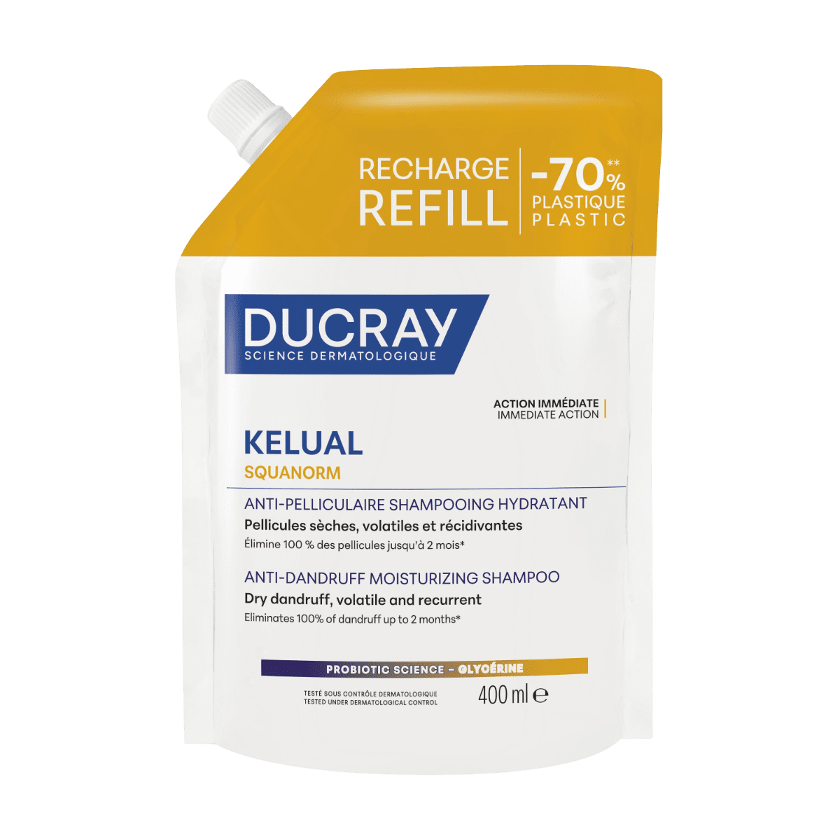 DUCRAY Kelual Squanorm Hydratační šampon proti suchým lupům náplň 400 ml