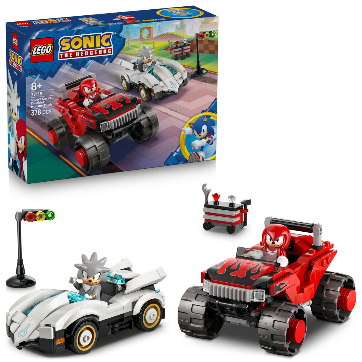 LEGO® Sonic the Hedgehog™ 77118 Silver a jeho auto vs. Knuckles a jeho monster truck