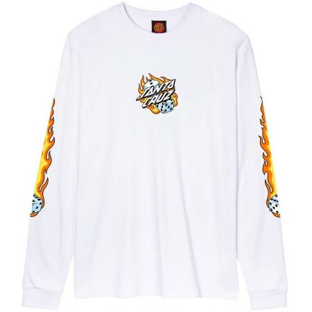 Triko Santa Cruz Flaming Dice Dot Front  - Bílá - L