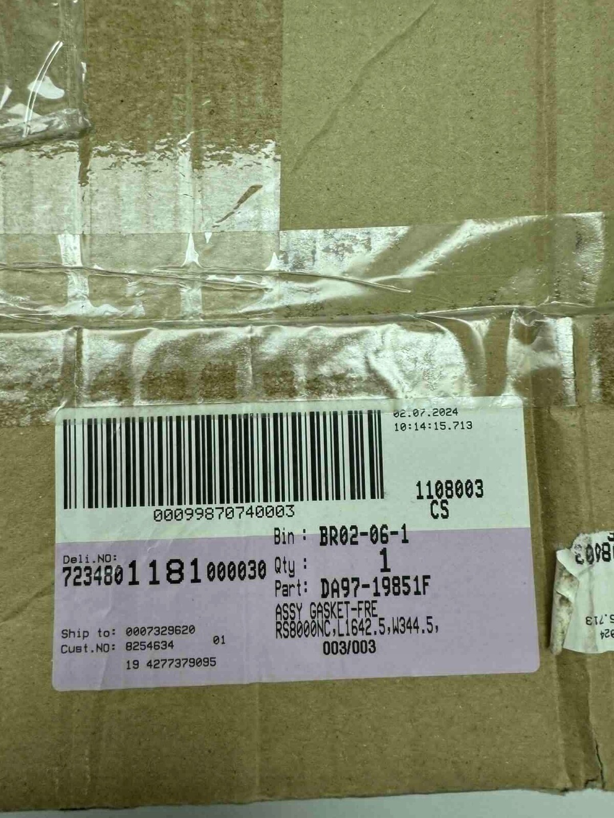 Těsnění dveří mrazničky pro chladničku Samsung DA97-19851F