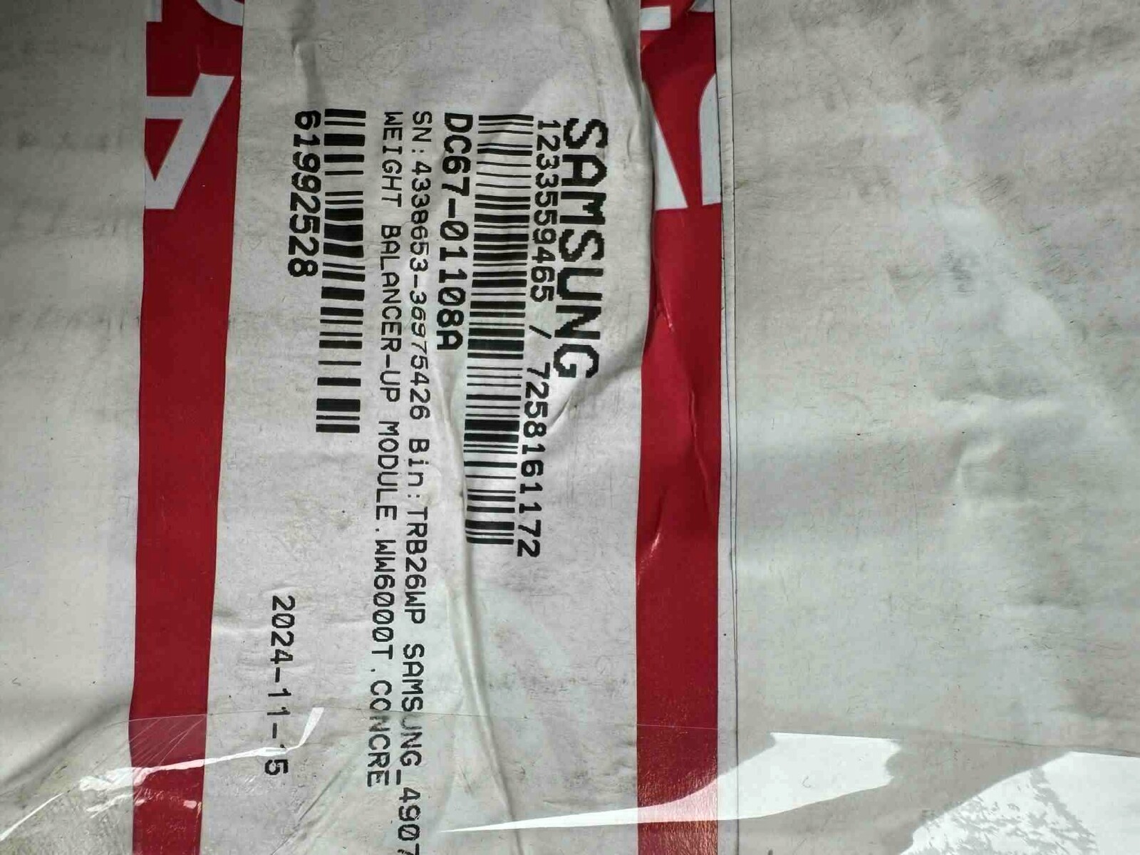 Horní protizávaží pračky Samsung DC67-01108A W603