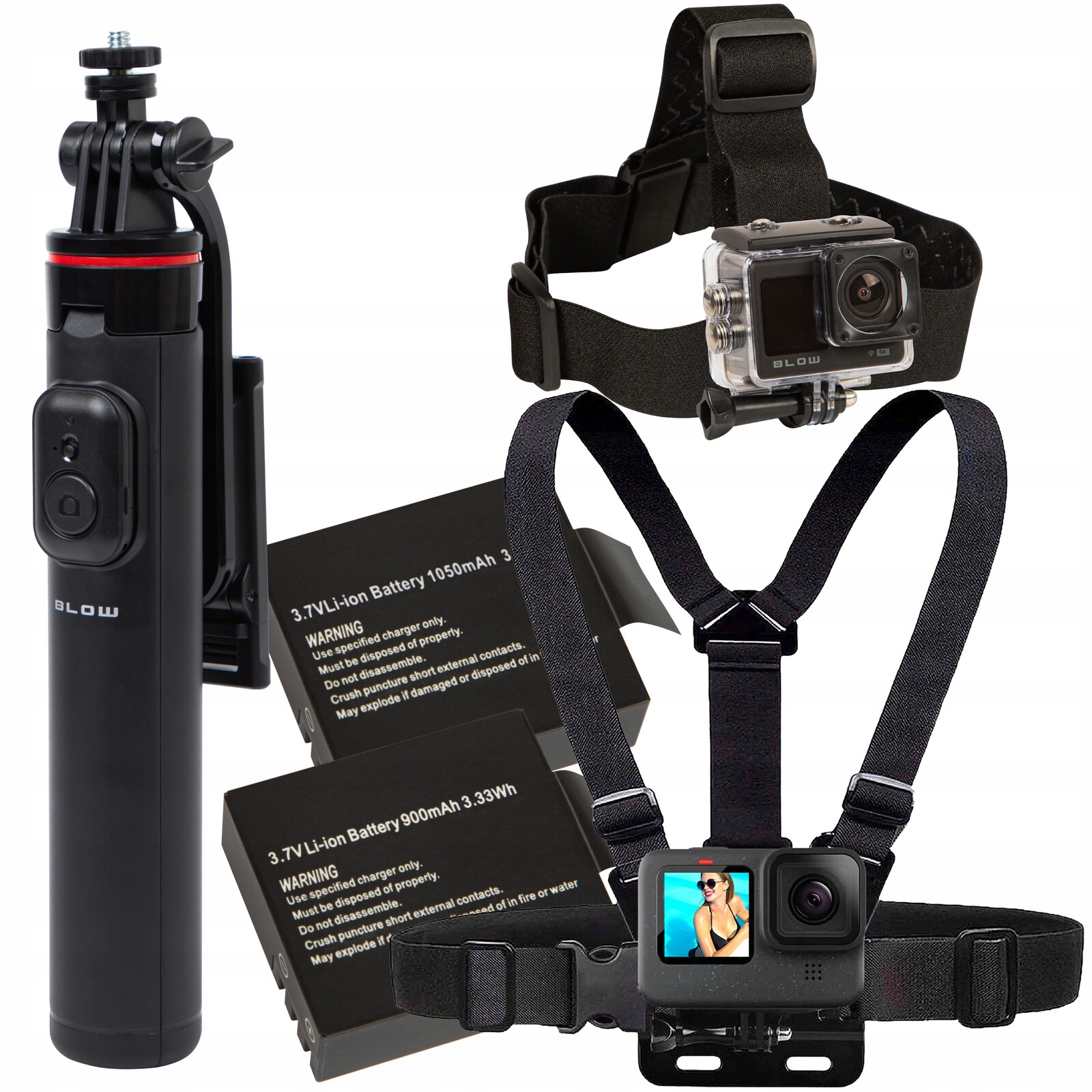 Univerzální Příslušenství Pro Sportovní Kameru, Pásek, Tripod, Baterie