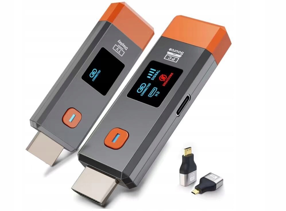 Bezdrátový vysílač Hdmi 50 m 4K, dvoupásmový, displej TeleFix HD50E+