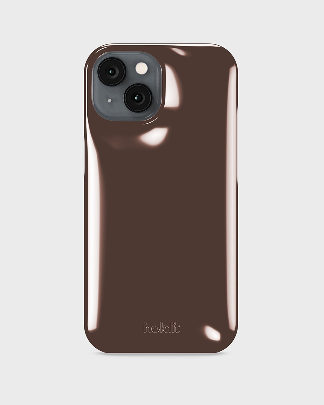 Pouzdro Puffy case Holdit pro iPhone 16e/15/14/13, čokoládové