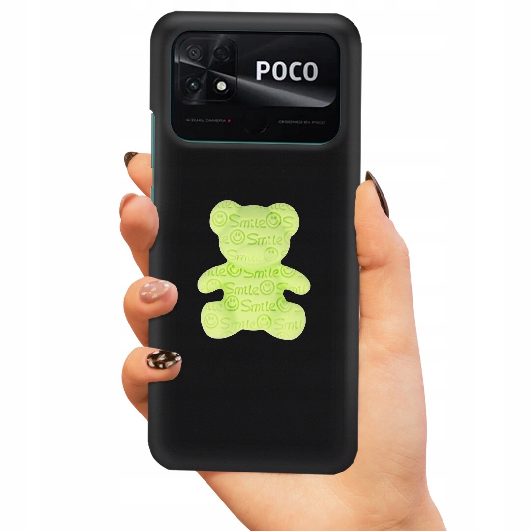 Pouzdro Pro Xiaomi Poco C40 Case Medvídek Zelený 3D