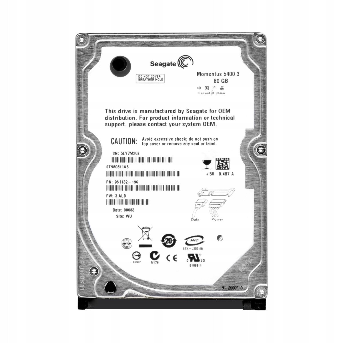 Seagate Moment 5400.3 80GB 5.4K 8MB Sata 2.5'' ST980811AS