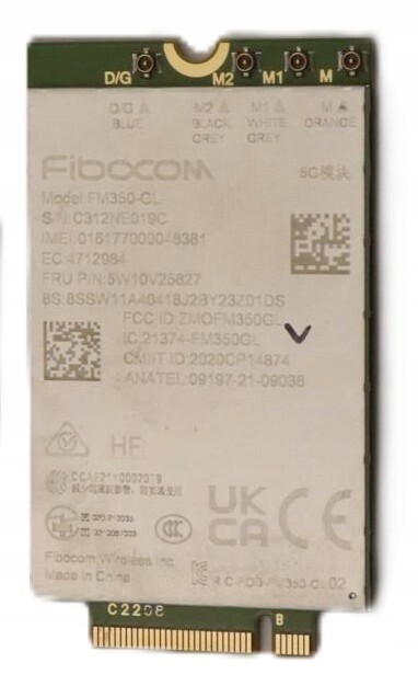 Originální modem Wwan 5G M.2 Lenovo 5W10V25827 Fibocom FM350-GL
