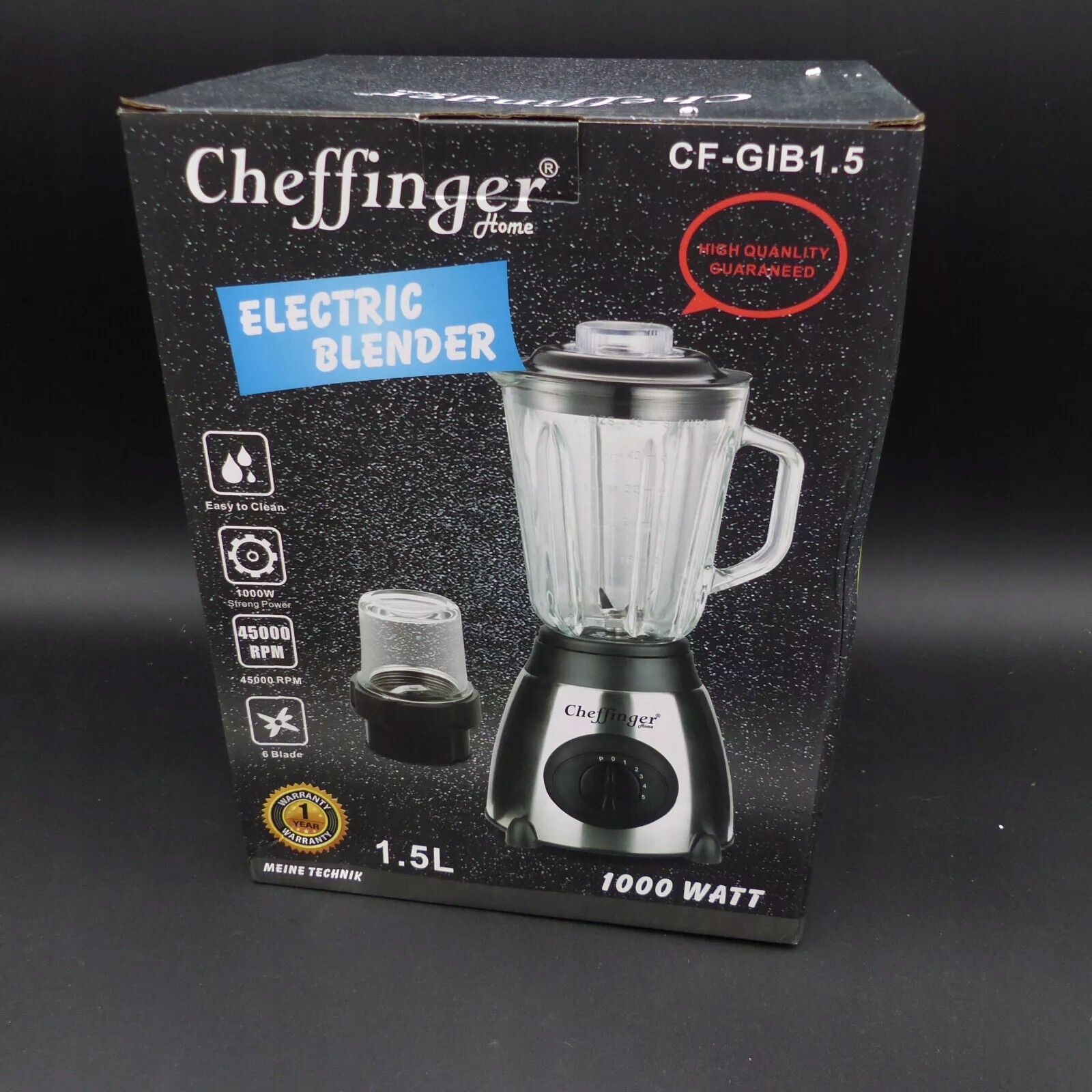 Cheffinger Kalichový Mixér A Drtič Z Nerezové Oceli – 1,5 l