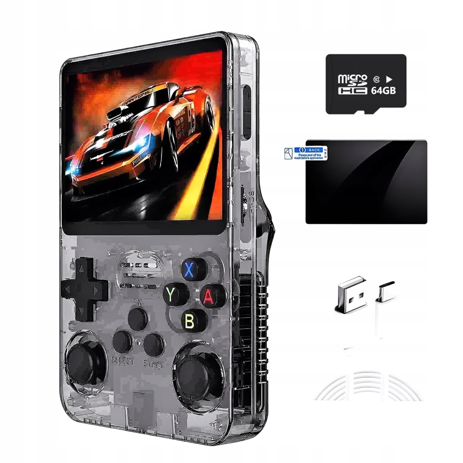 Přenosná Konzola R36S Pro Hry Retro 20 000+ 3.5 Palce 8H 64GB S Pl