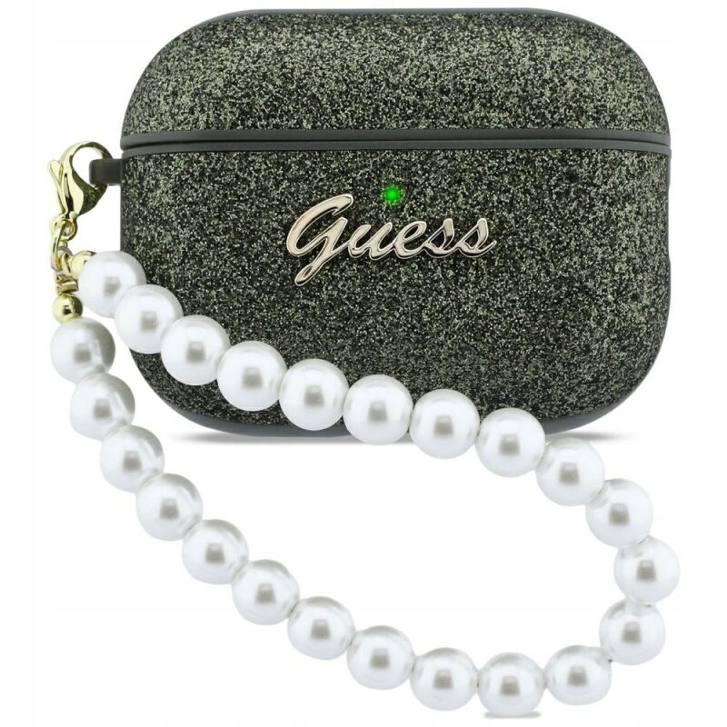 Pouzdro Pouzdro Guess Pearl Strap pro AirPods Pro 3 v khaki barvě