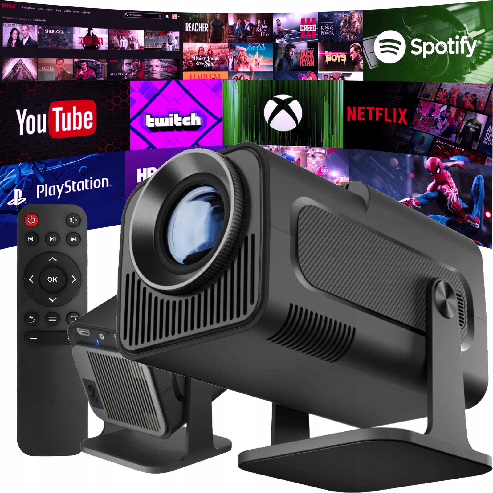 Projektor Přenosný Android Smart pro Tv 4K Led reproduktor Wifi